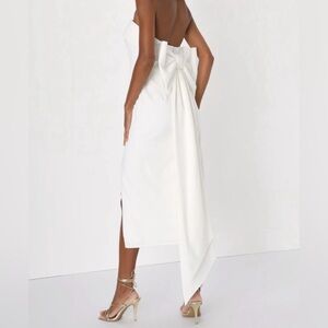 Lulu’s Fabulous Phenomenon White Strapless Bow Midi Dress Size Small